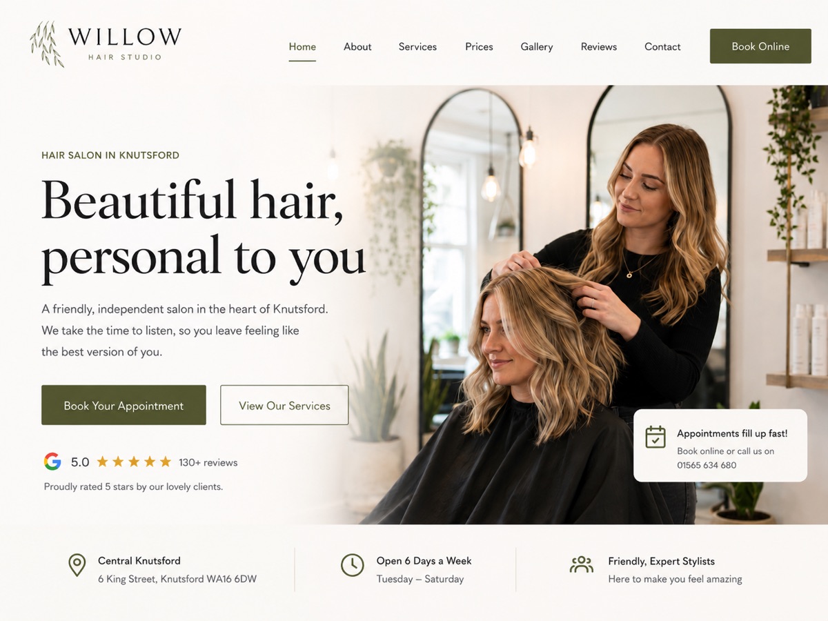 Willow Hair Studio website